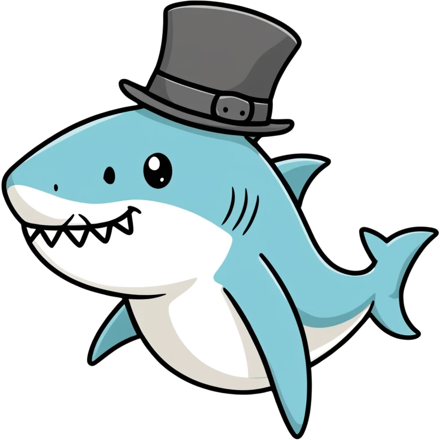 Shark with a top hat emoji