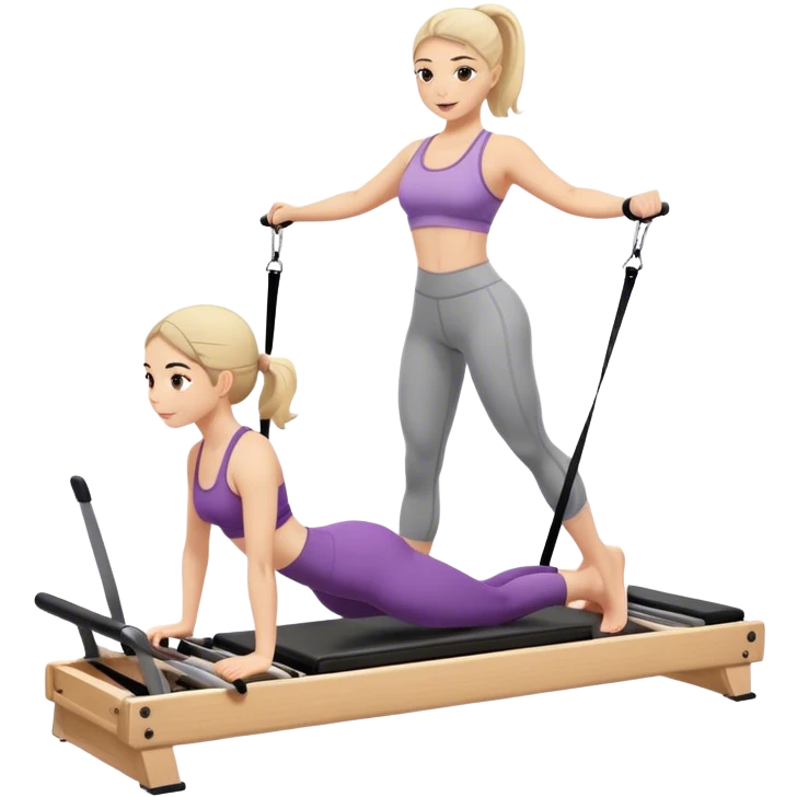 A girl doing a pilate reformer exercize emoji