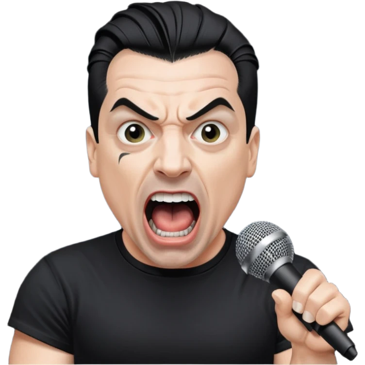 till lindemann, metal musician, screaming with mirophone emoji