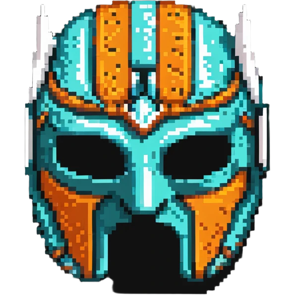 teal and orange luchador mask emoji