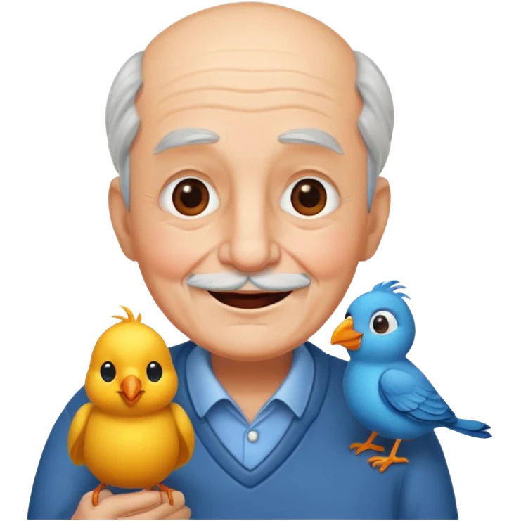 happy old man with bird emoji