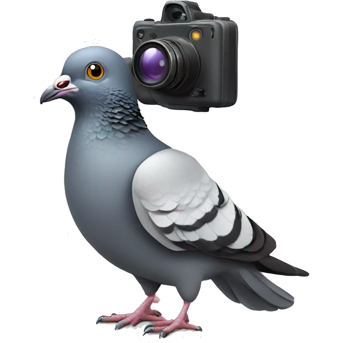 Pigeon with camera on head emoji