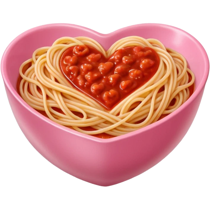Spaghetti in heartshaped pink bowl emoji