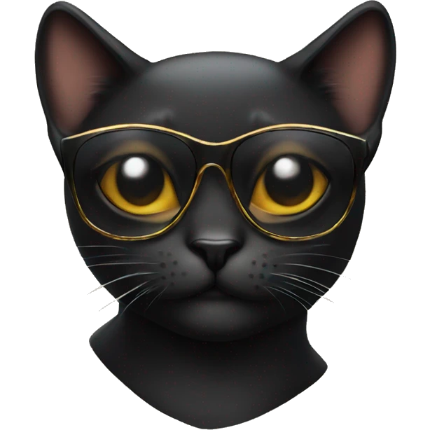 Black female cat with leopar sunglasses  emoji