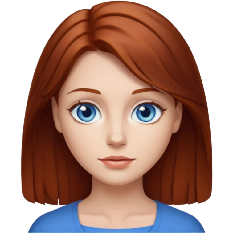 Woman with redish brown hair and blue eyes  emoji