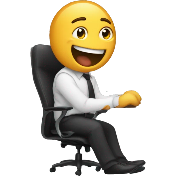 A small man sits in the office, flips the table, and the computer flies out emoji