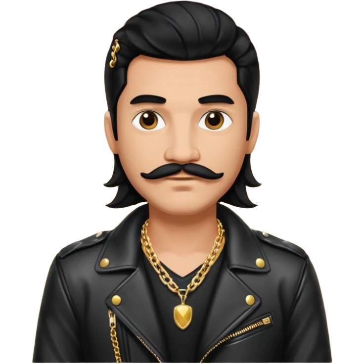 long black haired man with mustache with night club outfits emoji
