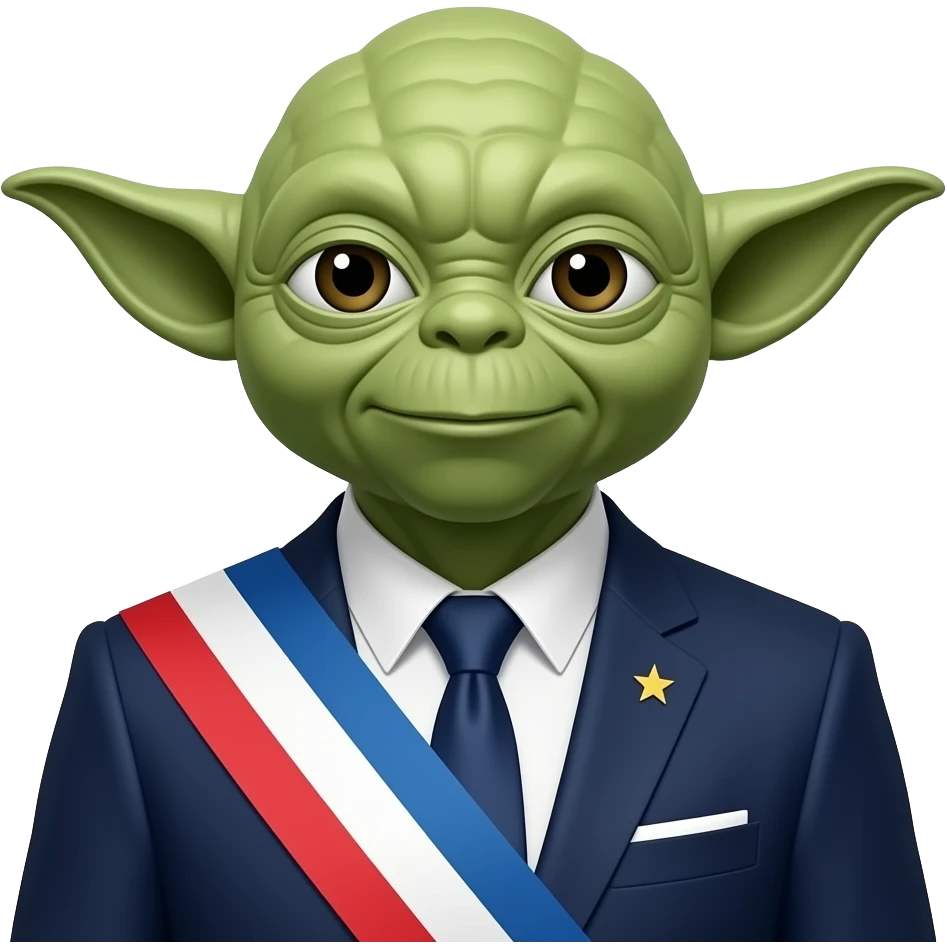Yoda avec un costard de président français emoji