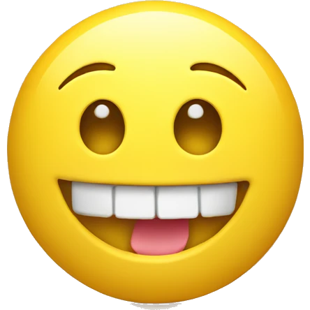 Smiling yellow face with a yellow bone in its mouth emoji