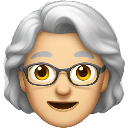 older woman grandma gray middle long hair happy face emoji