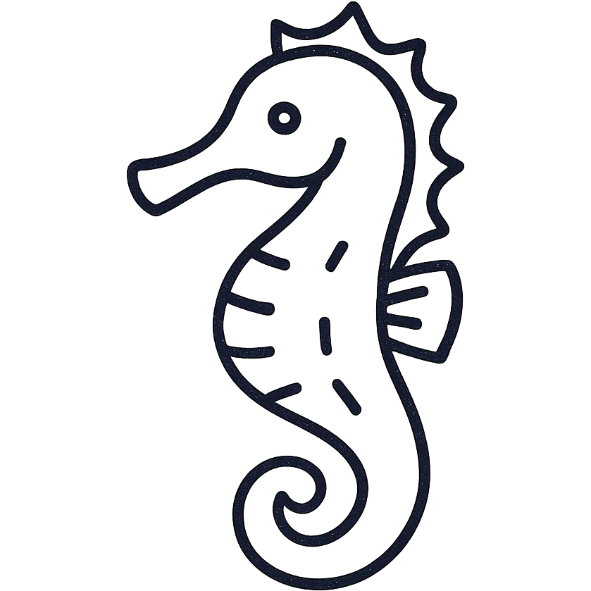 hand-drawn outlined seahorse icon emoji