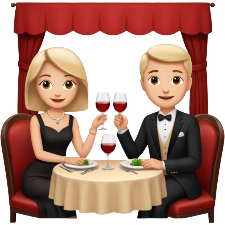  couple sitting and having dinner in a restaurant emoji