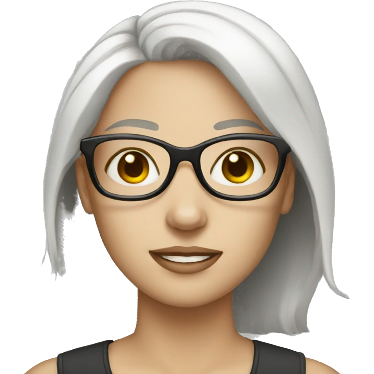 women with glasses and white skin emoji
