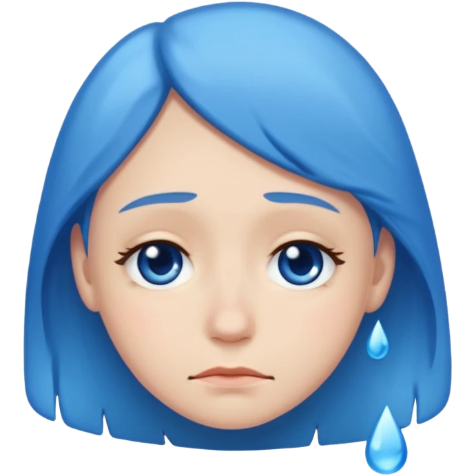 mix of these two 🥺☺️ but make it classic orginal emoji not woman or man face and without hearts and a little bit sad but still smile, make the drops blue like cry emoji