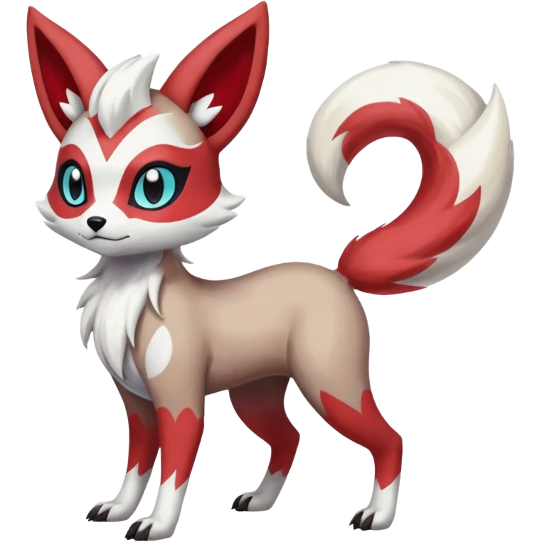 Colorful Skilled Adept Graceful Asian Painted Meloetta-Furret-Lycanroc-Absol-Zangoose-fusion-hybrid-creature (full body) emoji