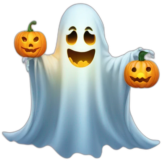 Ghost with pumpkin light emoji