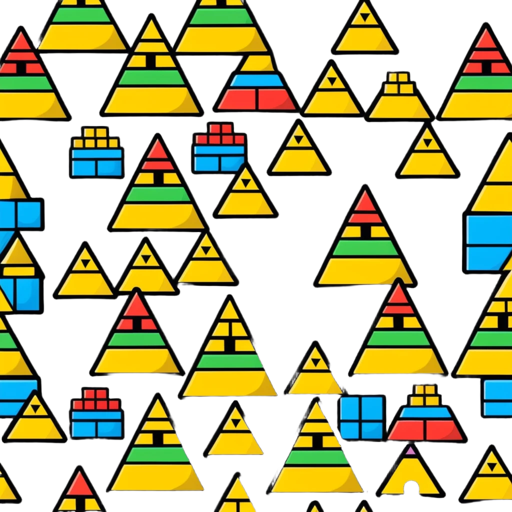 A cheerful pyramid of rainbow colored building blocks with cute faces emoji