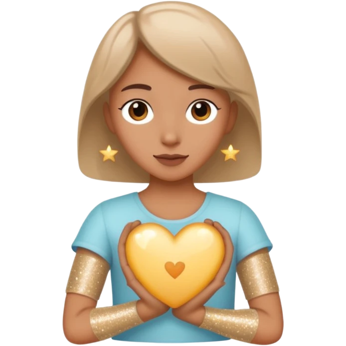Beige heart with sparkles on the arm emoji