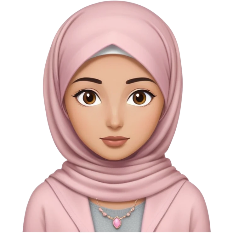 i got that soft glam myskin’s smooth and glowing, brows are clean and defined, and my lashes? Long and snatched. im rocking a brown hijab laid so neatly, with a cute gloss or tint,. i’ve got a layered necklace on, a simple gray top, and a light pink cardigan emoji