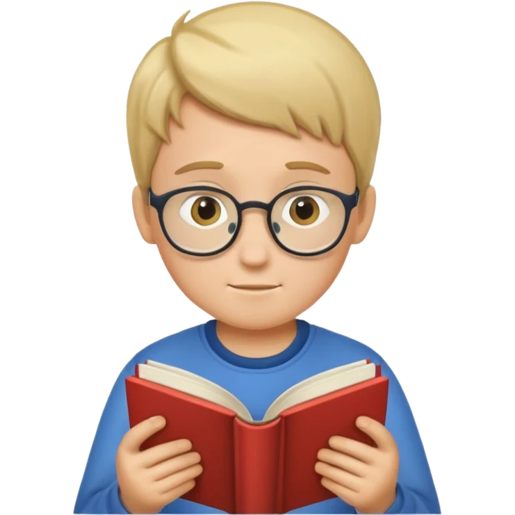 Boy reading books without glasses emoji