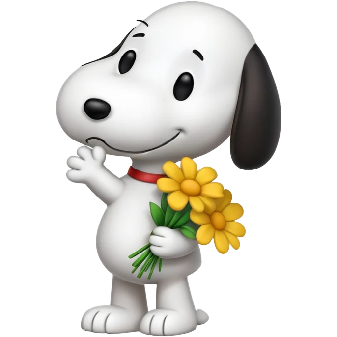Snoopy holding flower bouquet emoji