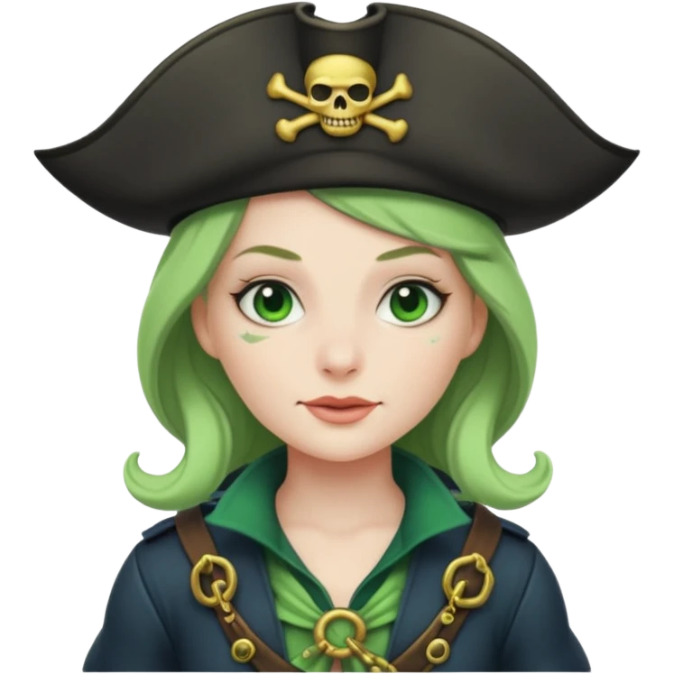 female whale pirate, in green pirate outfit  emoji