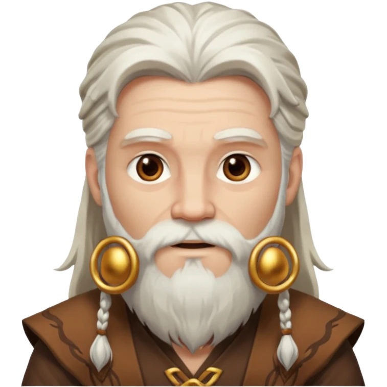 Pan, God of the Wild from Gods and Goddesses with long white hair and beard, brown outfit emoji