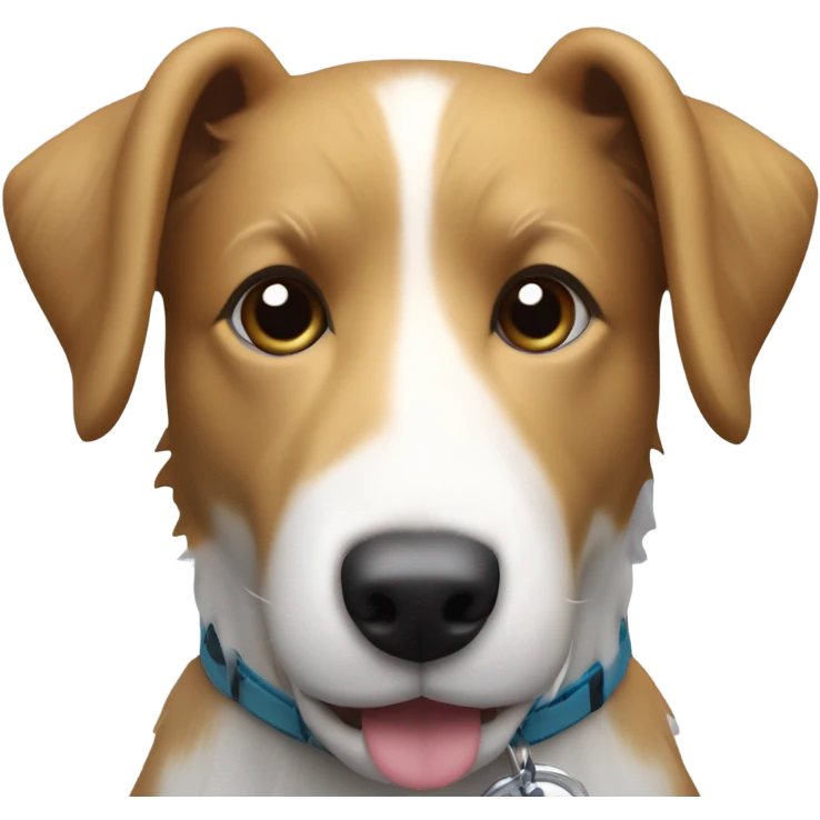Small terrier collie cross with white stripe in middle of head with a dog toy emoji