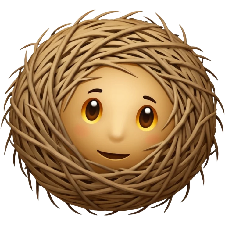 tumbleweed emoji rolling in the center of the frame. The tumbleweed has a round but irregular messy shape, made of thick branches emoji