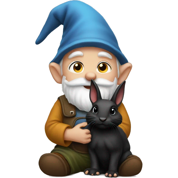 Gnome holding a black bunny  emoji