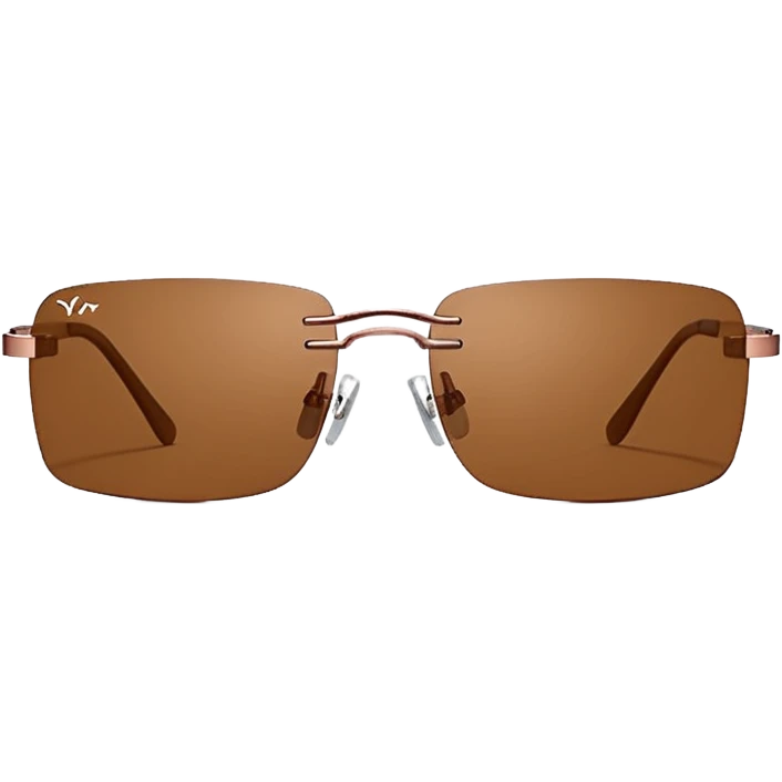 tiny Y2K brown rimless sunglasses, narrow rectangular lenses emoji