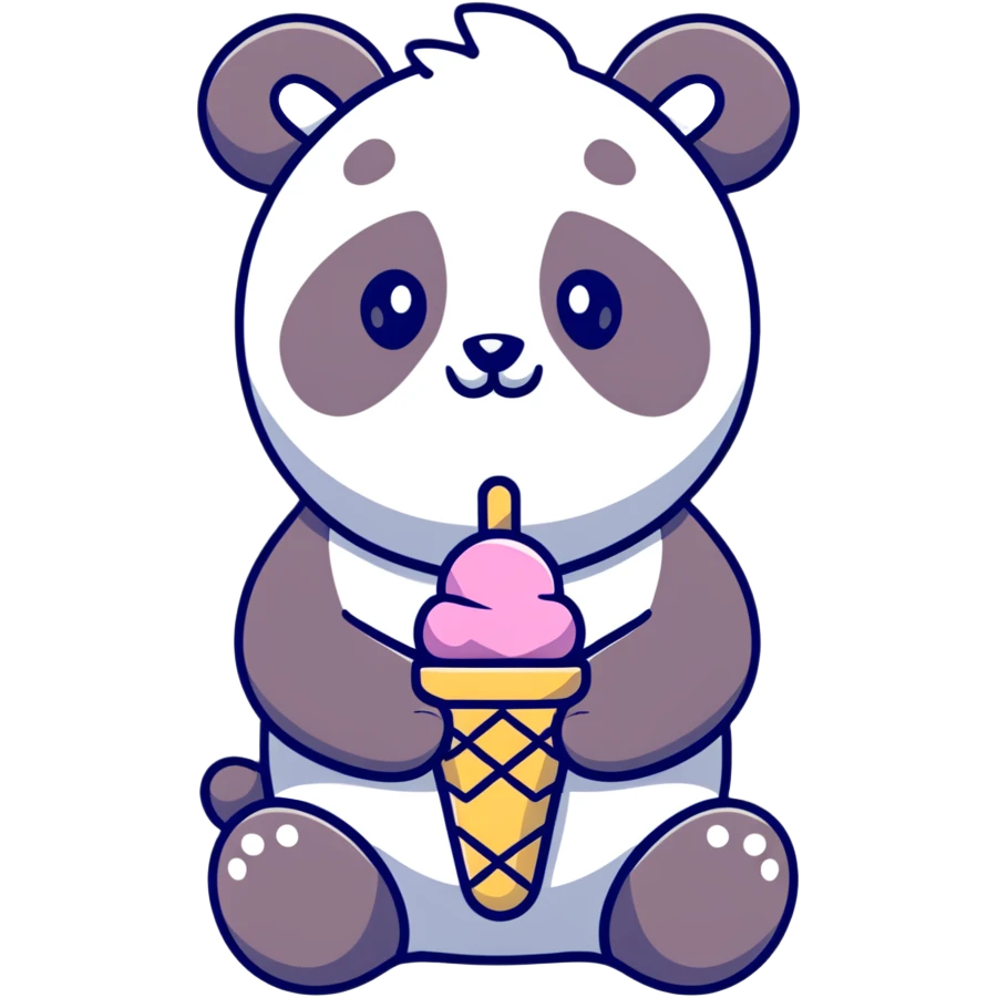 Panda eating ice cream emoji