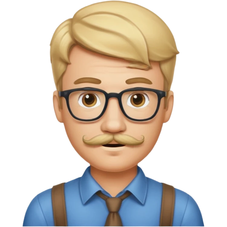 Nerdy dirty blonde guy with mustache emoji