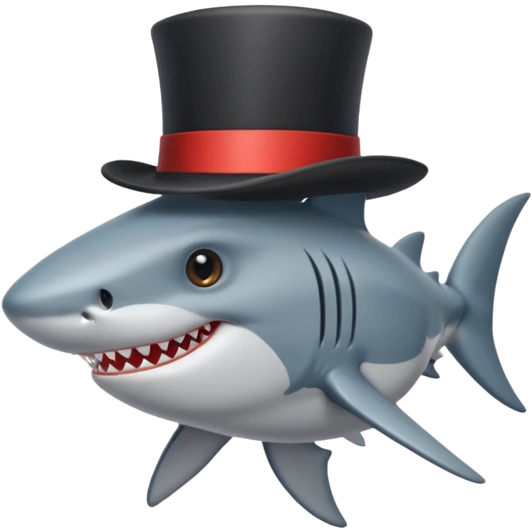 Shark with a top hat emoji