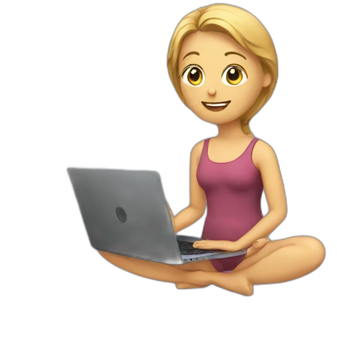 yoga student with laptop emoji