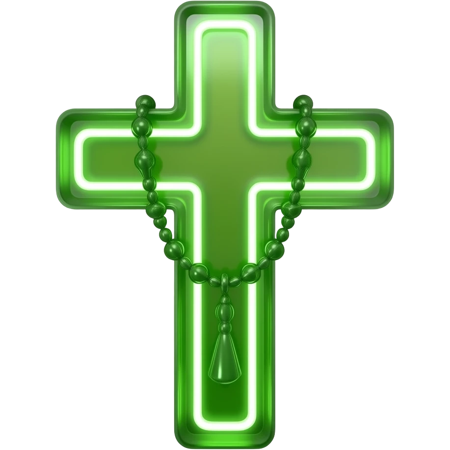 cruz sagrada lime vidro neon com rosário lime vidro neon emoji