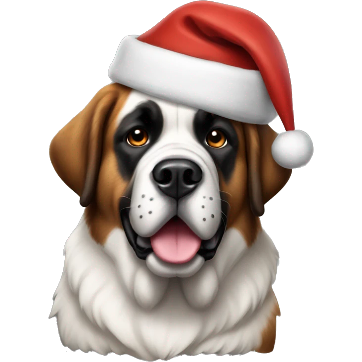 Saint Bernard dog with Christmas hat on emoji