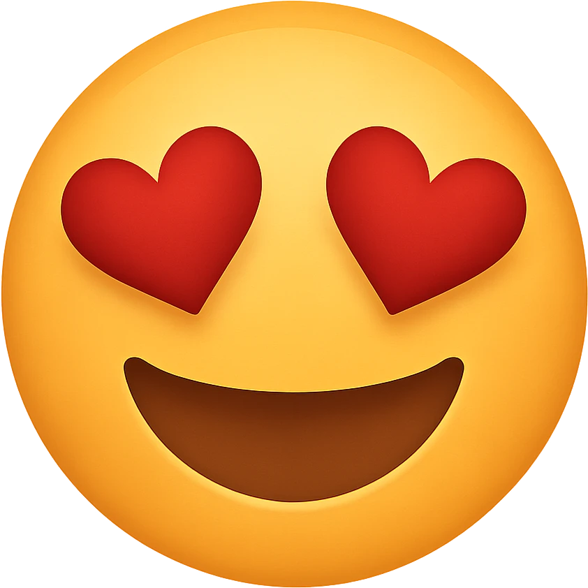 love eyes face emoji, digital illustration, no background emoji