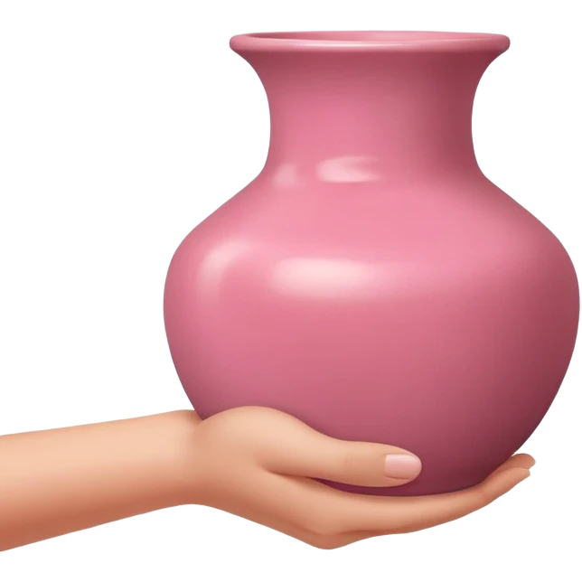 hand holding a finished pink pottery vase or bowl emoji