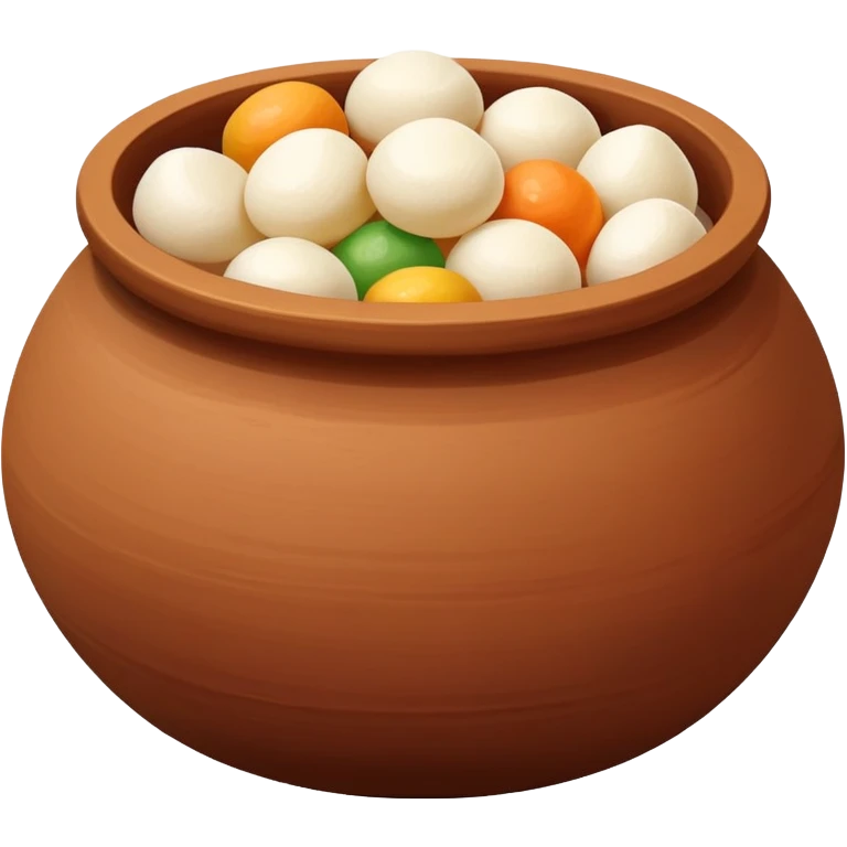 brown clay pot matka filled with rasgulla sweets emoji
