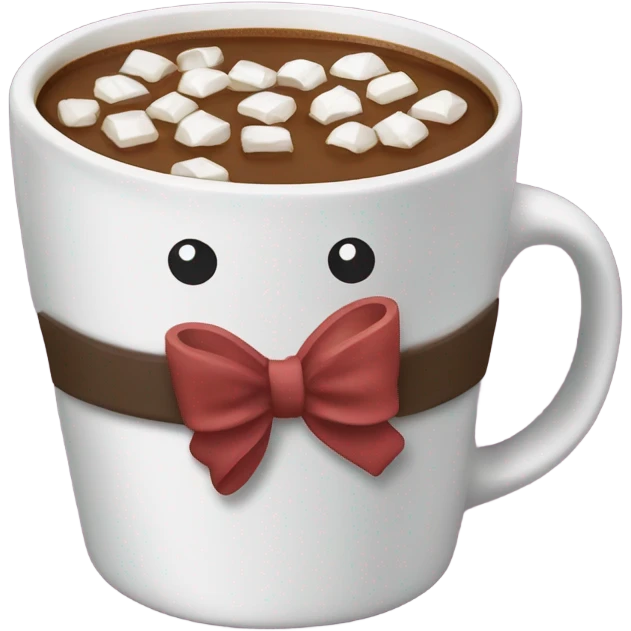 Coffee mug filled with hot chocolate with bow on handle emoji