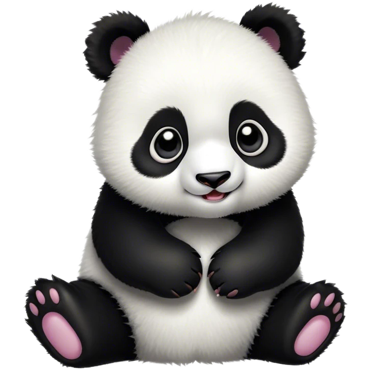Cinematic Comical Baby Panda Portrait Emoji, Head tilted dramatically with an exaggeratedly amused expression, featuring a quirky, fluffy black and white Fur with wide, expressive eyes filled with playful disbelief, Simplified yet hilariously expressive features, highly detailed, glowing with a slightly sassy glow, high shine, dramatic yet playful, stylized with an air of cheeky mischief, bright and endearing, soft glowing outline, capturing the essence of a spirited and over-the-top baby panda, so meme-worthy it feels like it could roll its eyes into internet fame instantly! emoji