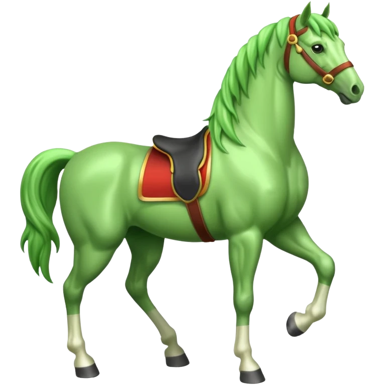 Green horse standing up with two feets  emoji
