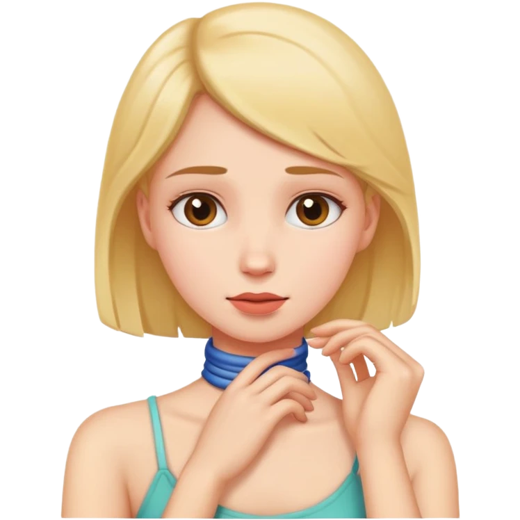A girl holding her neck emoji