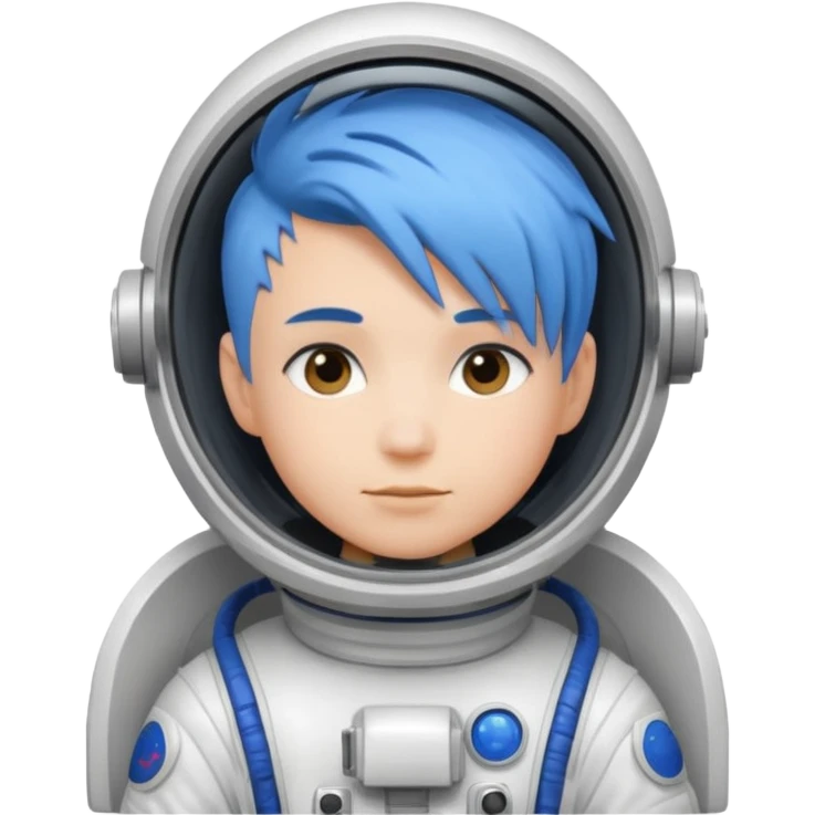 astronaut with short blue mohawk hair non helmet emoji