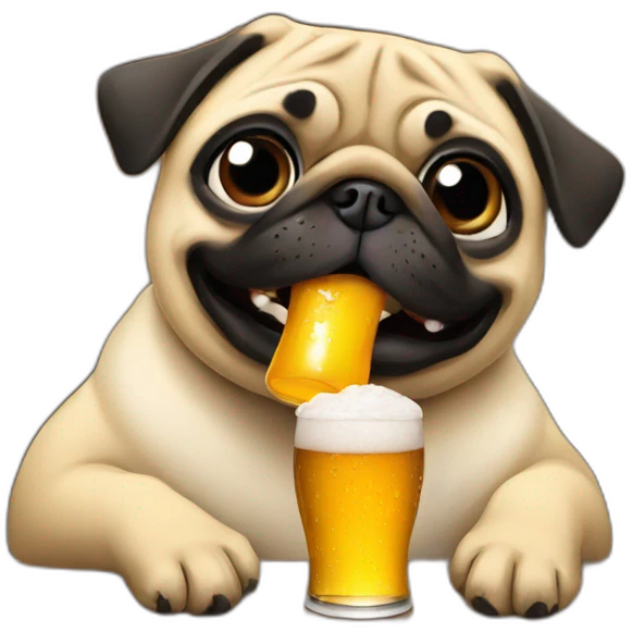 pug drinks beer emoji
