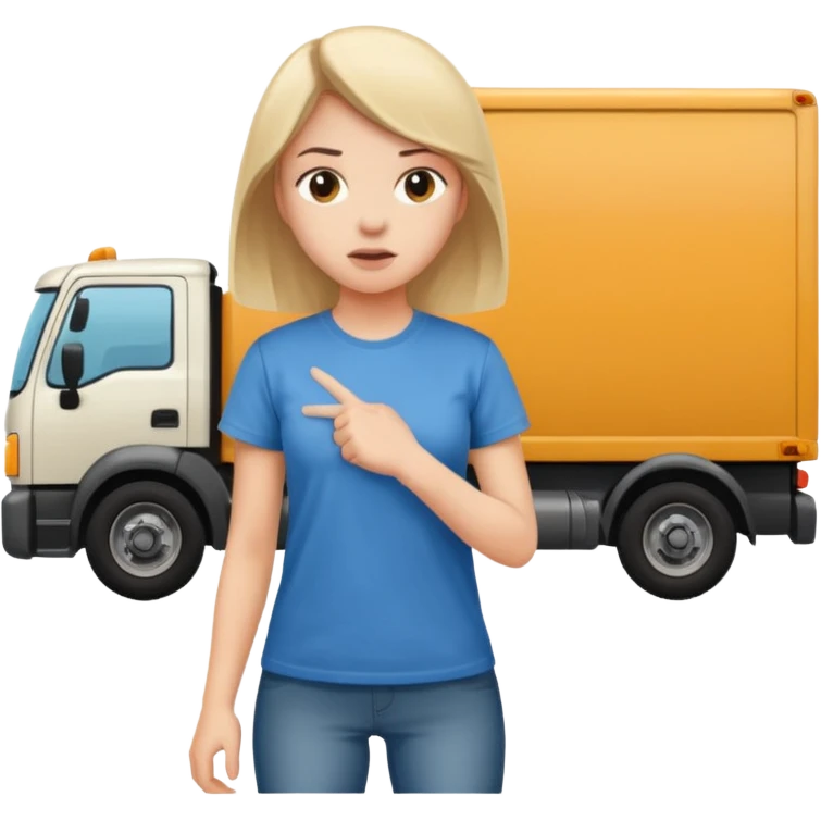 A truck hitting a girl and about to fall girl in 70 degree  emoji