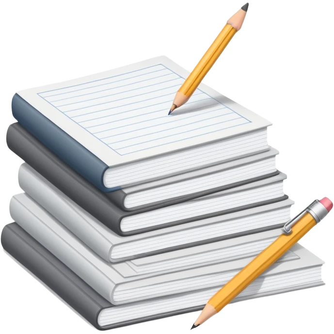 Stack of essay papers with pencil emoji