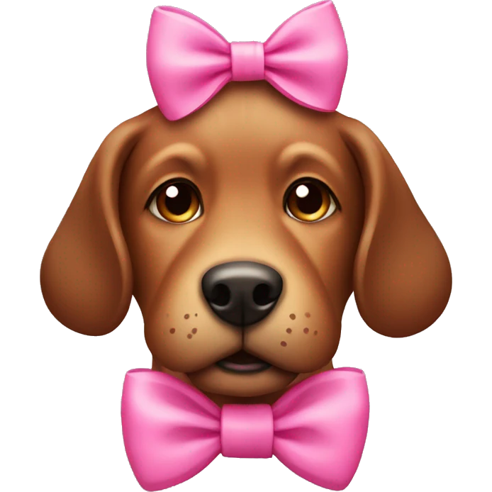 Brown Dog with a pink bow emoji