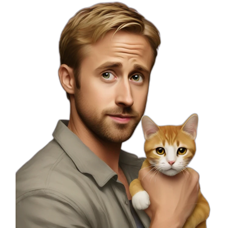Ryan Gosling with a cat emoji